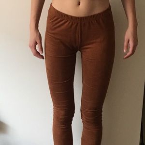 Chestnut brown faux suede leggings